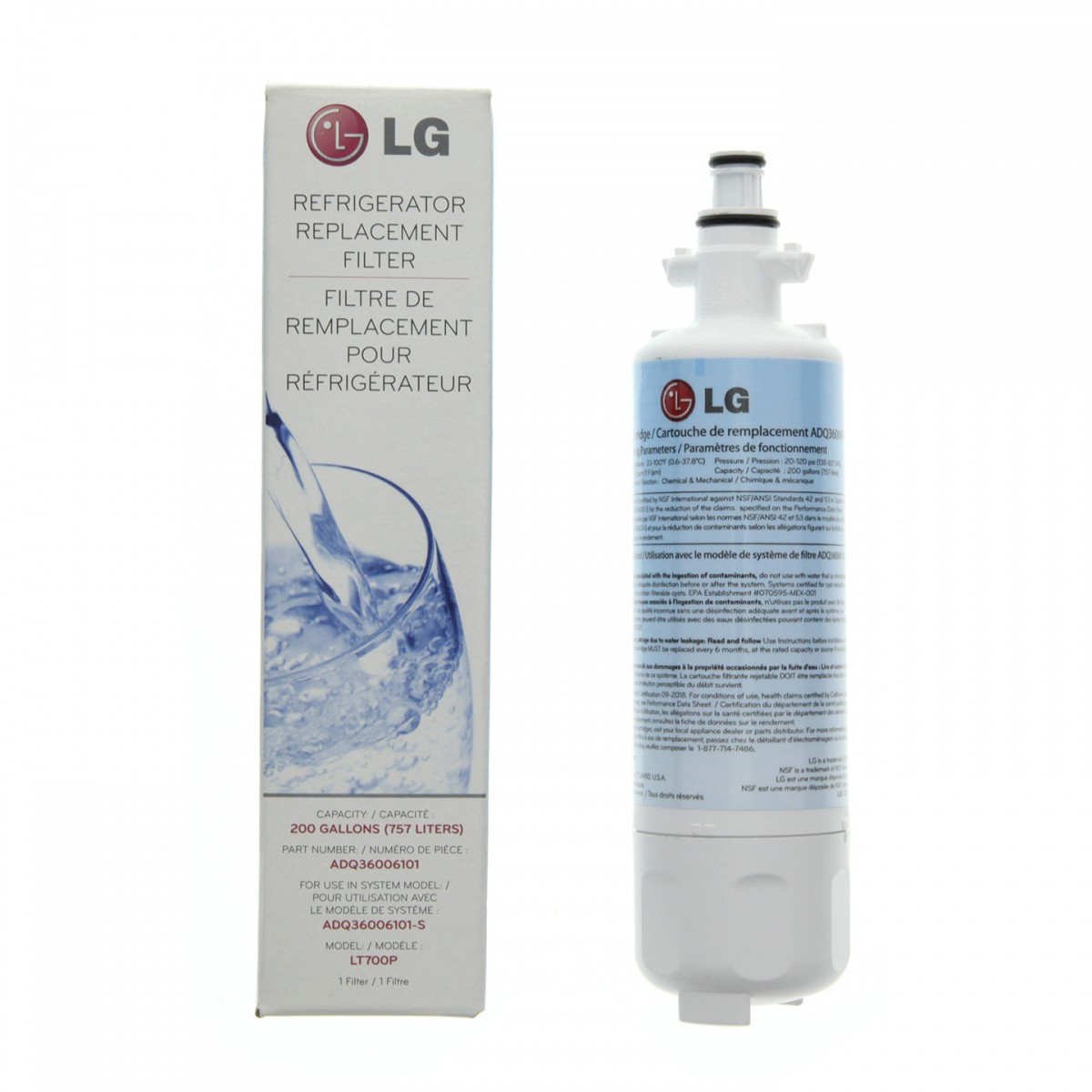 LG LT700P REFRIGERATOR WATER FILTER ADQ36006101