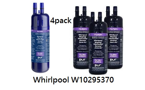 W10295370A, By Whirlpool, Refrigerator Water Filter 1, EDR1RXD1 Compatible,  (Pack of 4)